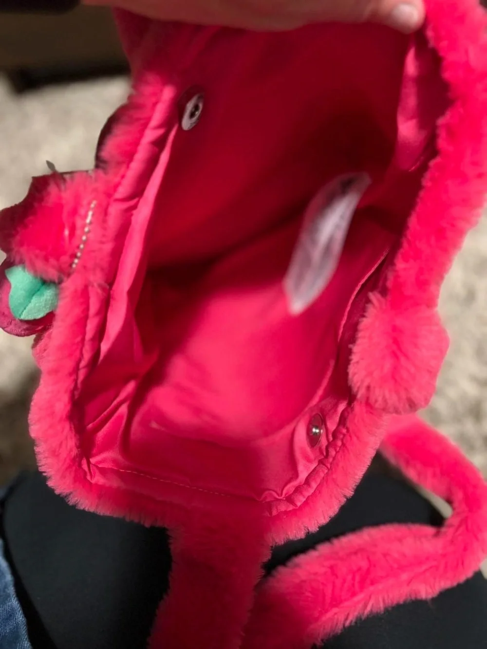 Disney Hot Pink Plush Character Tote with Strawberry Charm